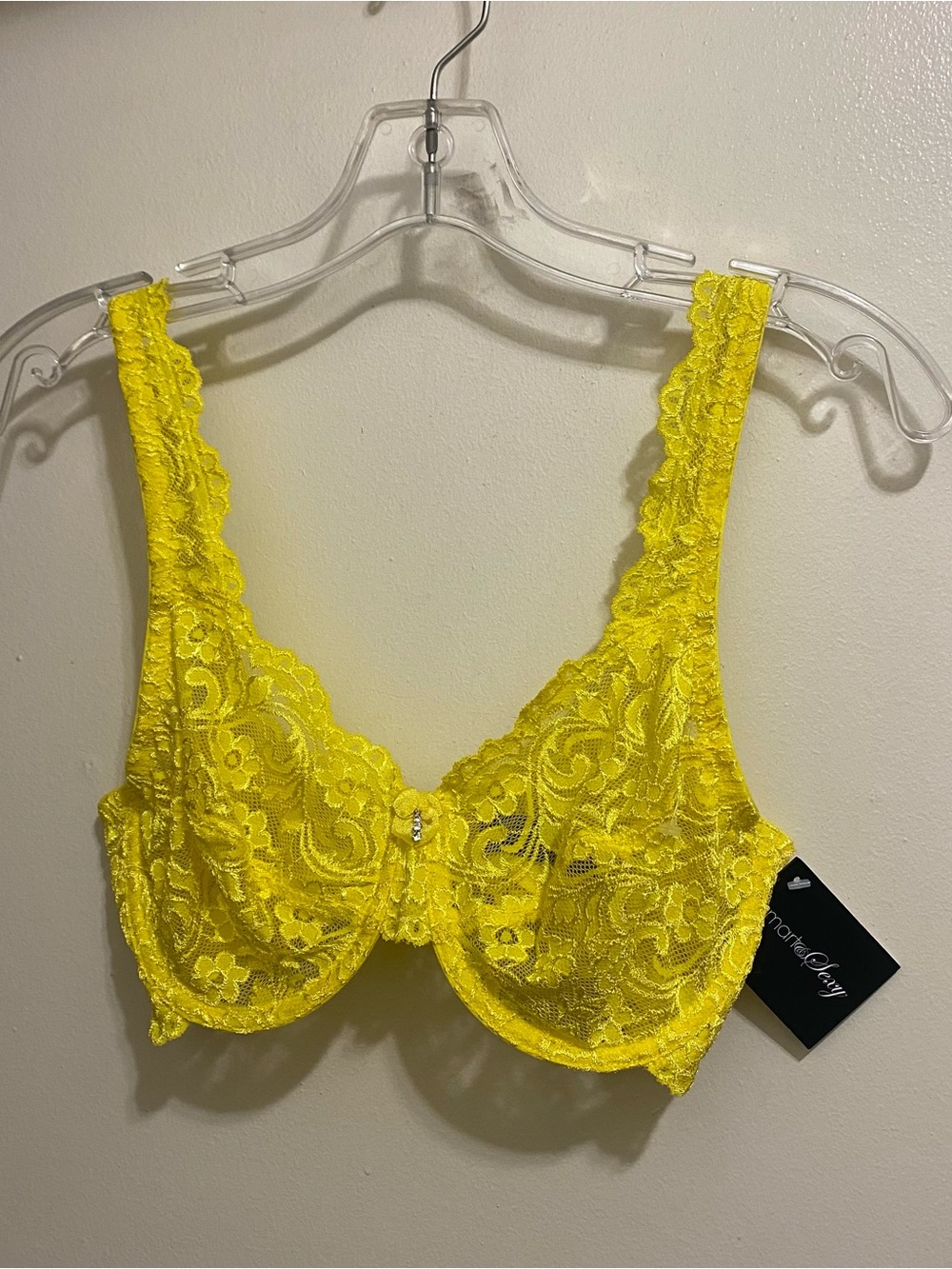 Smart & Sexy Womens 34D Bright Sun Yellow All Lace Underwire New NWT